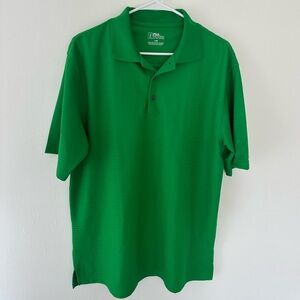 PGA Tour Men's Polo Short Sleeve Golf Shirt, Solid Green, Size Large.